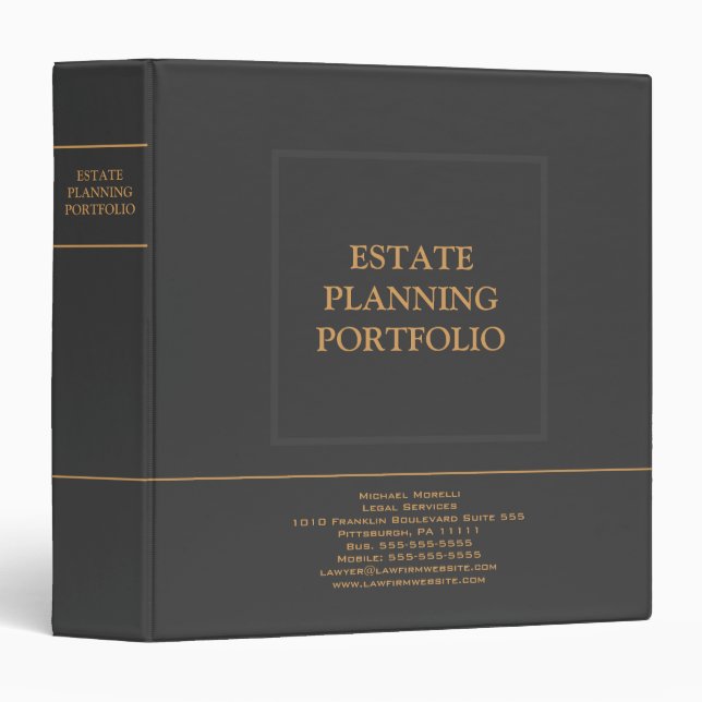 Estate Planning Grey | Gold  3 Ring Binder (Front/Spine)