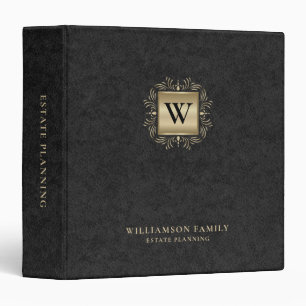 Estate Planning Leather Black Gold 3 Ring Binder