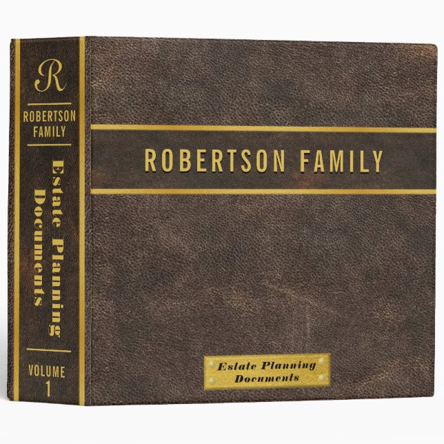Estate Planning | Leather Book Look 3 Ring Binder (Front/Spine)