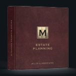 Estate Planning Leather Gold Initial Logo 3 Ring Binder<br><div class="desc">Designed for Estate Planners and Law and Legal firms. This binder is ideal for organizing your client's portfolio information.</div>