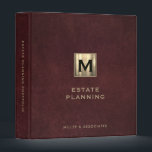 Estate Planning Leather Gold Initial Logo 3 Ring Binder<br><div class="desc">Designed for Estate Planners and Law and Legal firms. This binder is ideal for organizing your client's portfolio information.</div>