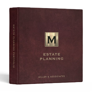 Estate Planning Leather Gold Initial Logo 3 Ring Binder