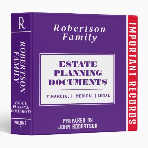 Estate Planning  Medical Legal Financial 3 Ring Binder