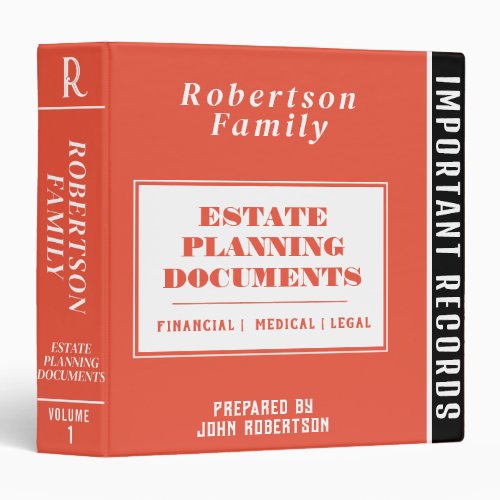 Estate Planning  Medical Legal Financial 3 Ring Binder