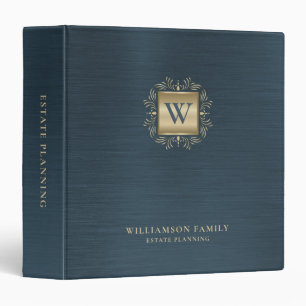 Estate Planning Metallic Navy Blue 3 Ring Binder