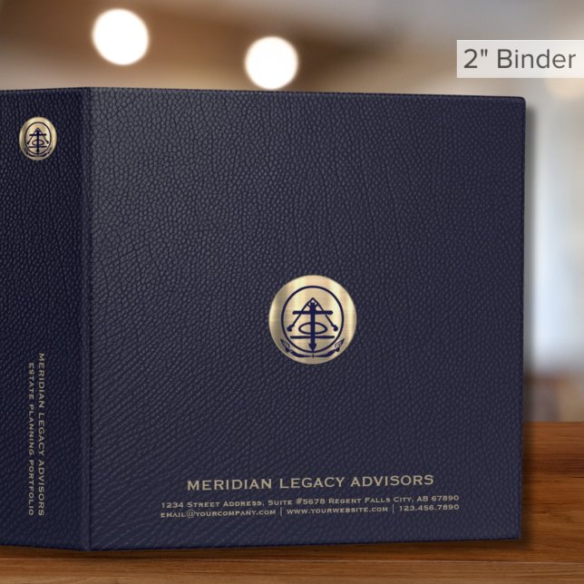 Estate Planning Modern Design 2 Inch Binder (Estate Planning Binder Elegant Brushed Gold Logo Seal Emblem)