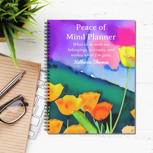Estate Planning Peace of Mind End of Life Planner Notebook