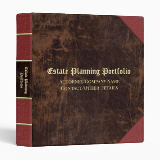 Estate Planning Personalized Vintage Leather Print 3 Ring Binder