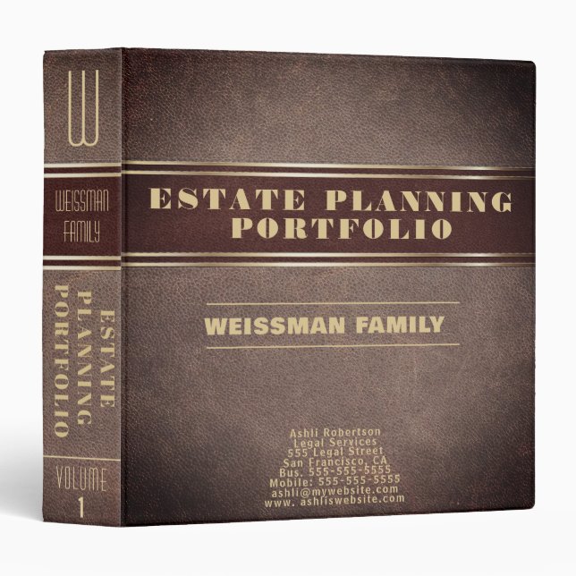Estate Planning Portfolio 3 Ring Binder (Front/Spine)