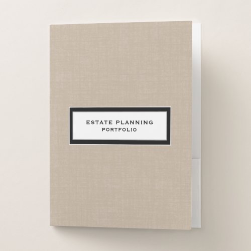 Estate Planning Portfolio Beige Linen Pocket Folder