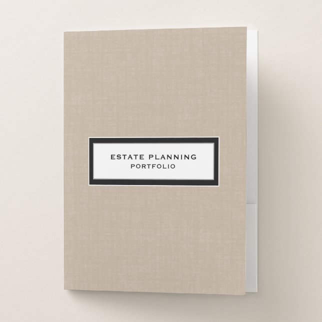 Estate Planning Portfolio Beige Linen Pocket Folder (Front)