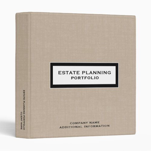 Estate Planning Portfolio Binder Beige Linen