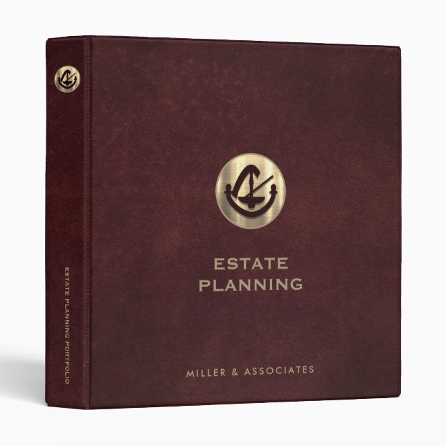 Estate Planning Portfolio Binder Oxblood Gold Logo (Front/Spine)