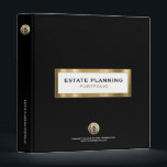 Estate Planning Portfolio Black and Gold 3 Ring Binder<br><div class="desc">Elevate your estate planning practice with our sophisticated Estate Planning Portfolio. This black and gold 3-ring binder is designed to impress and exude professionalism. The sleek black exterior is accentuated by a luxurious gold emblem, making a bold statement about your expertise and attention to detail. With its spacious capacity and...</div>