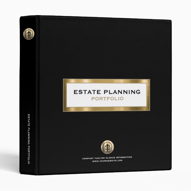 Estate Planning Portfolio Black and Gold 3 Ring Binder (Front/Spine)