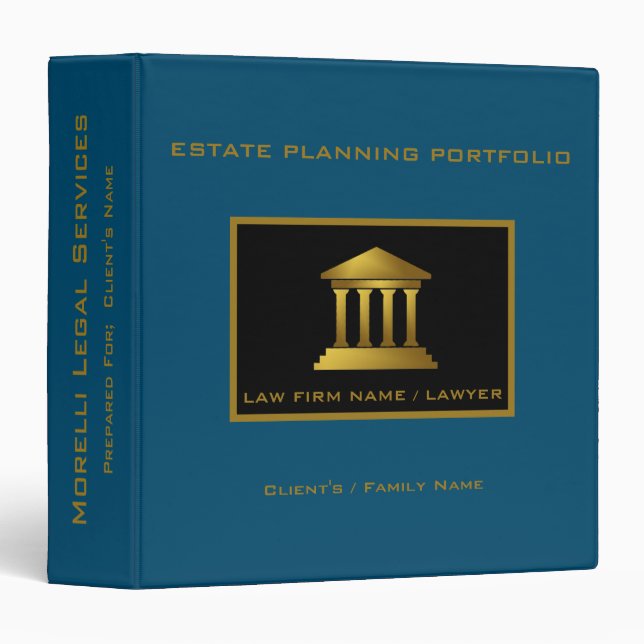 Estate Planning Portfolio - Black | Blue 3 Ring Binder (Front/Spine)
