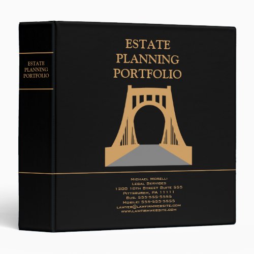 Estate Planning Portfolio _ Black  Gold 3 Ring Binder