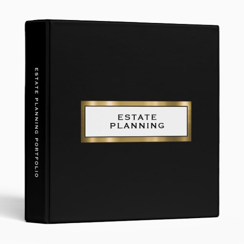 Estate Planning Portfolio Black Gold 3 Ring Binder