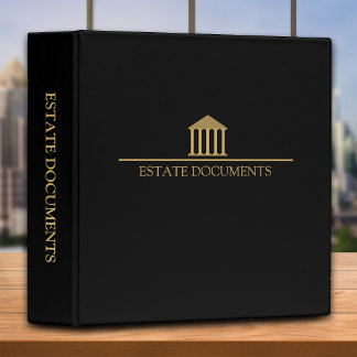 Estate Planning Portfolio - Black | Gold 3 Ring Binder