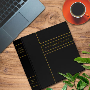 Estate Planning Portfolio - Black Gold 3 Ring Binder
