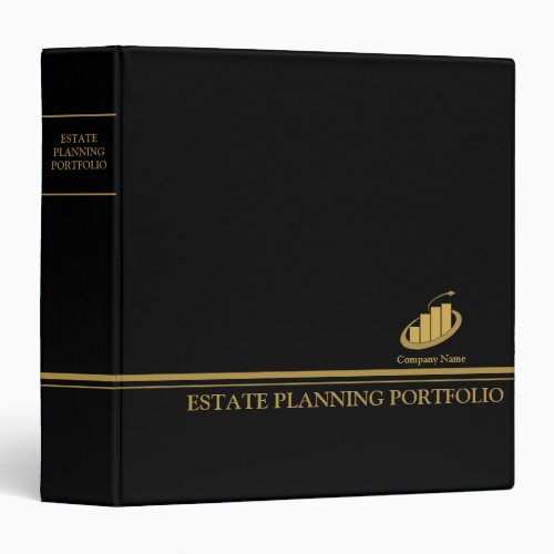 Estate Planning Portfolio _ Black  Gold  3 Ring Binder