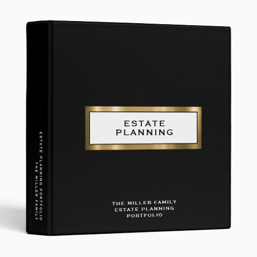 Estate Planning Portfolio Black Gold 3 Ring Binder