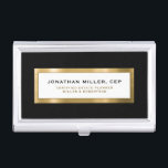 Estate Planning Portfolio Black Gold Business Card Case<br><div class="desc">Keep your business cards organized and protected with this luxury business card case. Featuring a sleek brushed metallic design with name, title and company or custom text of your choice, this business card case exudes professionalism and sophistication. The durable metal construction ensures that your cards will be safe and secure,...</div>