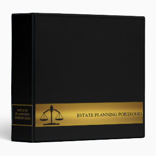 Estate Planning Portfolio - Black Gold Gradient 3 Ring Binder
