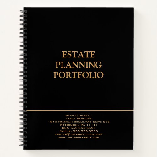 Estate Planning Portfolio _ Black  Gold Notebook