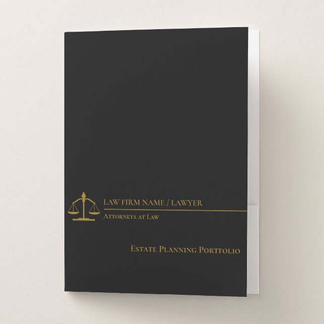 Estate Planning Portfolio - Black | Gold Pocket Folder (Front)