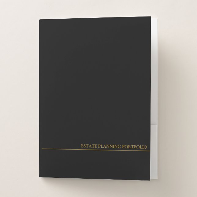 Estate Planning Portfolio - Black | Gold Pocket Folder (Front)