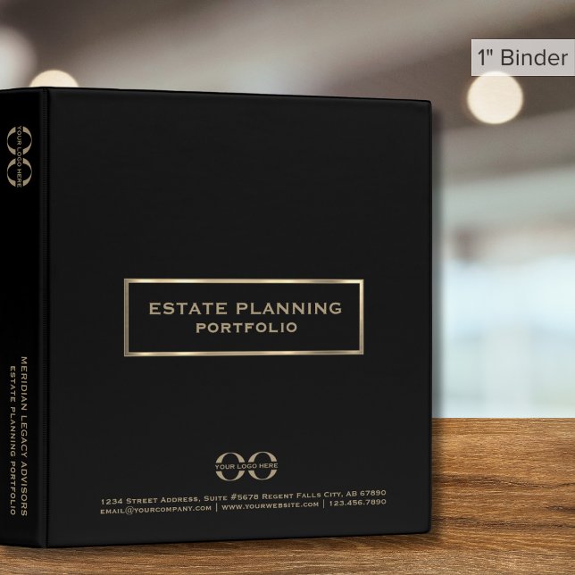 Estate Planning Portfolio Black Gold with Logo 3 Ring Binder (Creator Uploaded)