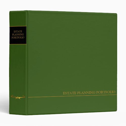 Estate Planning Portfolio _ Black  Green 3 Ring Binder