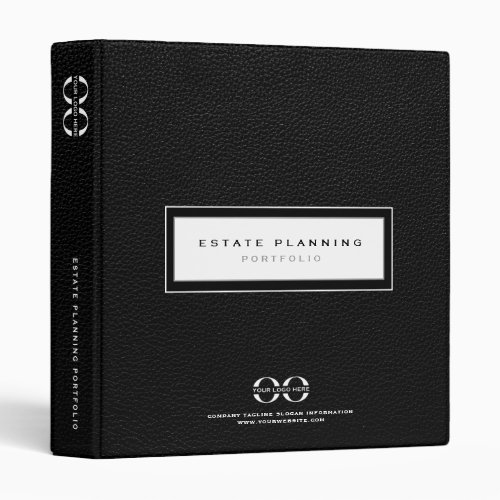 Estate Planning Portfolio Black Leather 3 Ring Binder