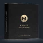 Estate Planning Portfolio Black Leather Gold 3 Ring Binder<br><div class="desc">Designed for Estate Planners and Law and Legal firms. This binder is ideal for organizing your client's portfolio information.</div>