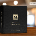 Estate Planning Portfolio Black Leather Gold 3 Ring Binder<br><div class="desc">Designed for Estate Planners and Law and Legal firms. This binder is ideal for organizing your client's portfolio information.</div>