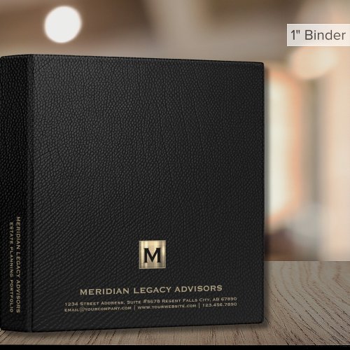 Estate Planning Portfolio Black Leather Gold 3 Ring Binder