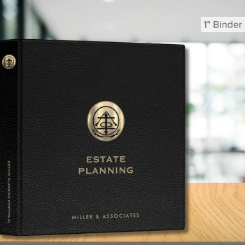 Estate Planning Portfolio Black Leather Gold Seal 3 Ring Binder by kisasa_home at Zazzle
