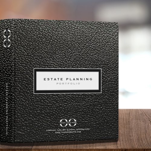 Estate Planning Portfolio Black Leather Logo 3 Ring Binder