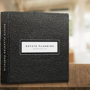 Estate Planning Portfolio Black Leather Print 3 Ring Binder