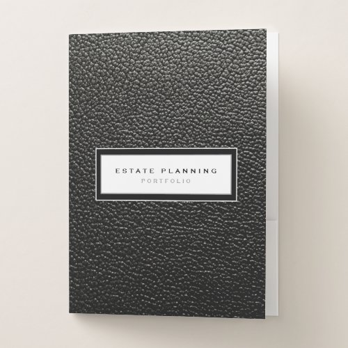 Estate Planning Portfolio Black Leather Print Pocket Folder