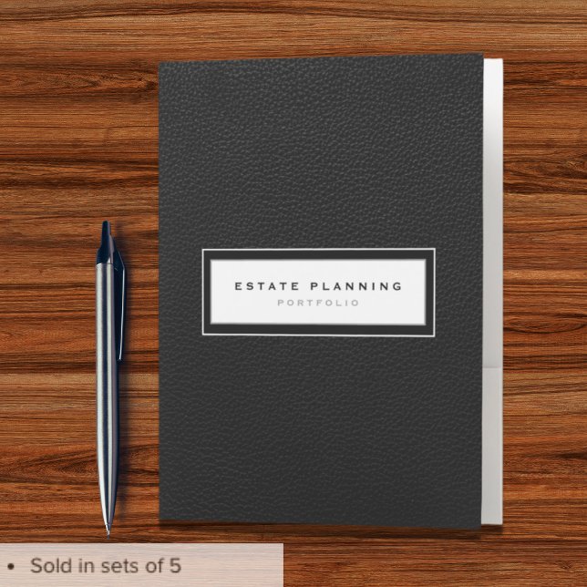 Estate Planning Portfolio Black Leather Print Pocket Folder (Creator Uploaded)