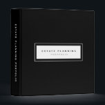 Estate Planning Portfolio Black White 3 Ring Binder<br><div class="desc">Designed for Estate Planners and Law and Legal firms. This binder is ideal for organizing your client's portfolio information.</div>