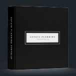 Estate Planning Portfolio Black White 3 Ring Binder<br><div class="desc">Designed for Estate Planners and Law and Legal firms. This binder is ideal for organizing your client's portfolio information.</div>