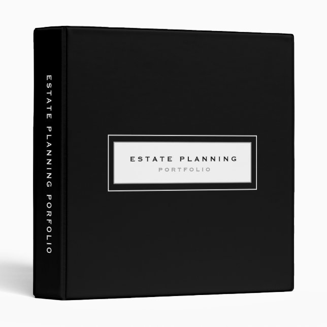 Estate Planning Portfolio Black White 3 Ring Binder (Front/Spine)