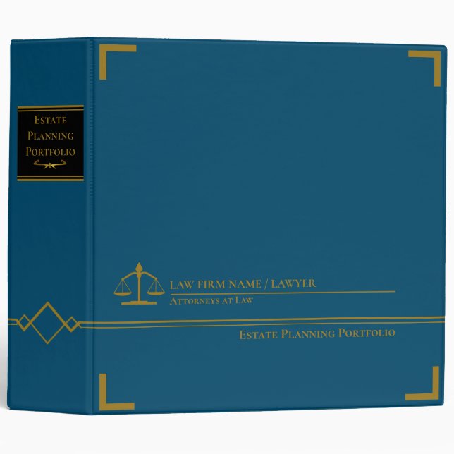 Estate Planning Portfolio - Blue | Black  3 Ring Binder (Front/Spine)