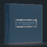 Estate Planning Portfolio Blue Brushed Metal 3 Ring Binder<br><div class="desc">Designed for Estate Planners and Law and Legal firms. This binder is ideal for organizing your client's portfolio information.</div>