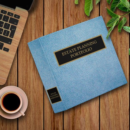 Estate Planning Portfolio Blue Faux Leather 3 Ring Binder