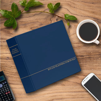 Estate Planning Portfolio - Blue | Gold 3 Ring Bin 3 Ring Binder
