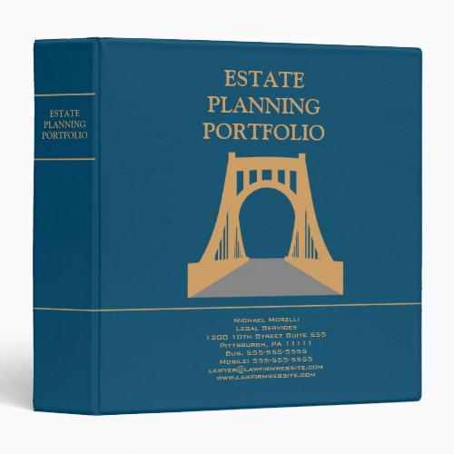 Estate Planning Portfolio _ Blue  Gold 3 Ring Binder